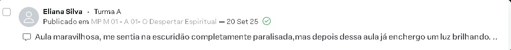 Captura do comentário de Eliana Silva na área de membros