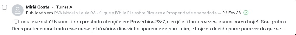 Captura do comentário de Miriã Costa na área de membros