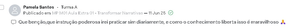 Captura do comentário de Pamela Santos na área de membros